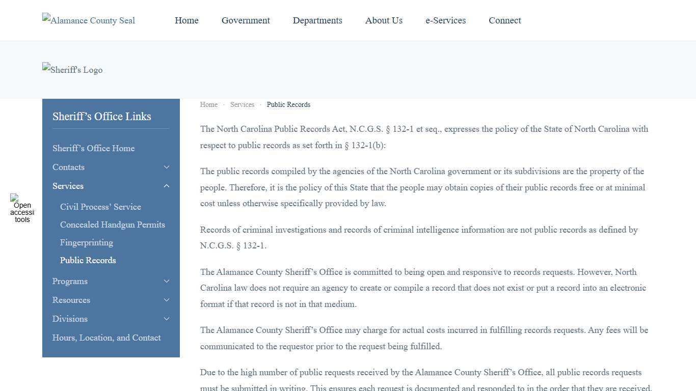 Public Records – Alamance County Sheriffs Office