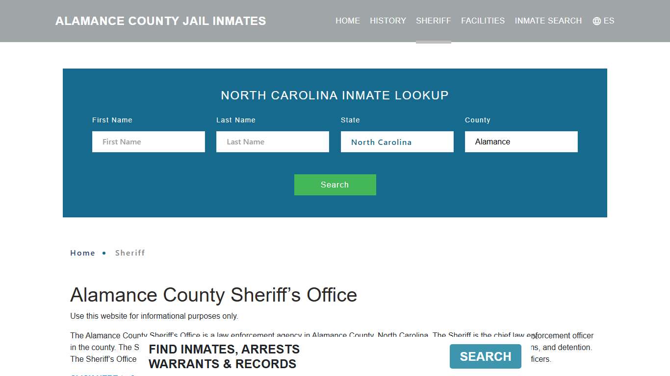Alamance County Sheriff, NC Arrest Warrant Lookup